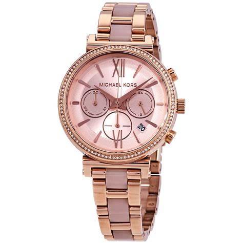 Michael Kors Sofie Chronograph Rose Dial Ladies Watch 